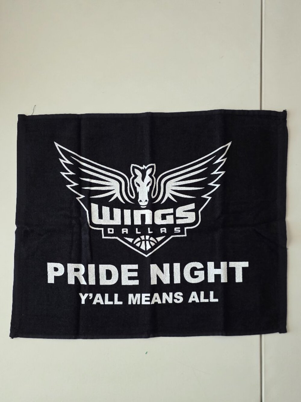 Dallas Wings WNBA Pride Night Y'all Means All Rally Towel Basketball Black White